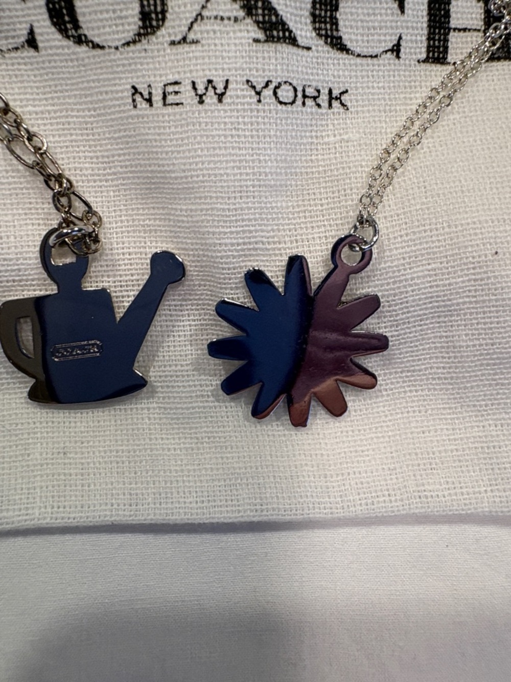 Coach Blue Watering Can & Purple Sunflower Charm Necklaces - Picture 3 of 5